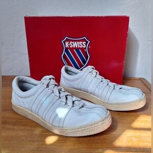 Vintage K Swiss Tennis Sneakers Retro Sport White Leather Size 6.5 Womens Unisex